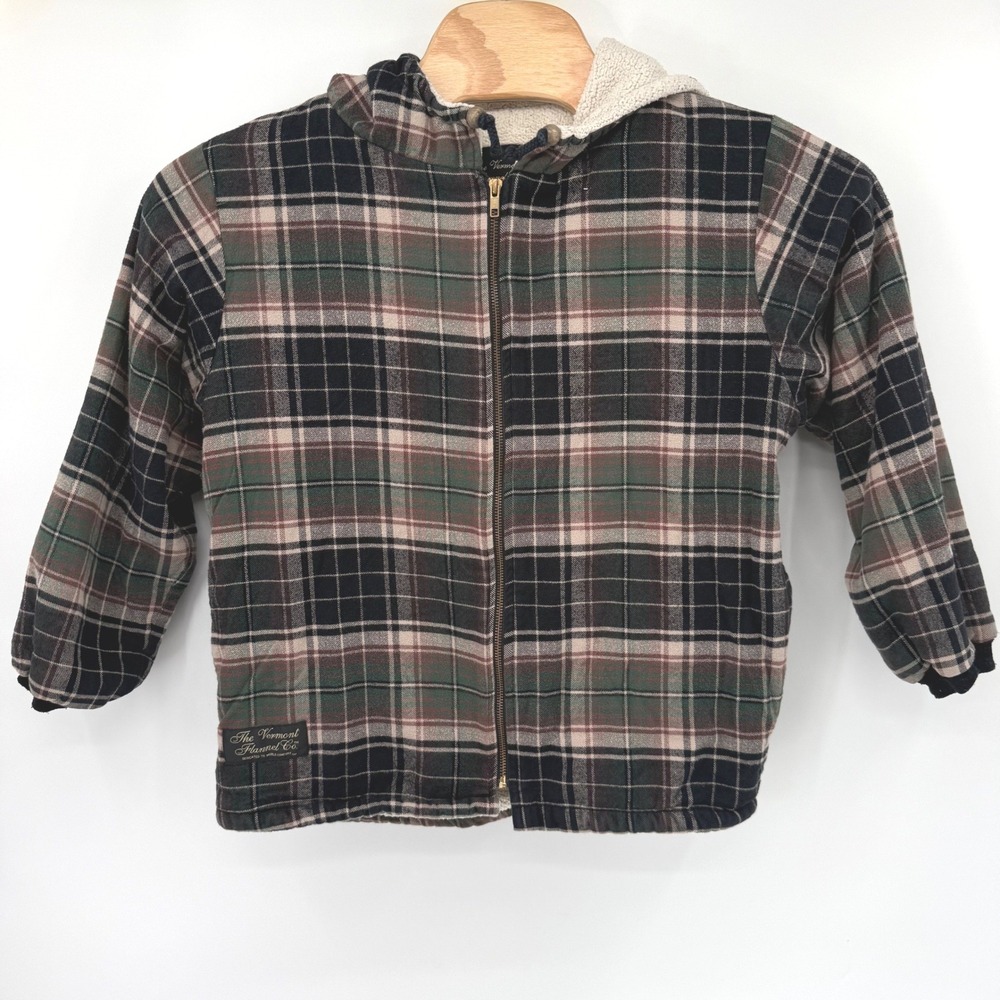 The Vermont Flannel Co Jacket Women S Green Plaid Sherpa Lined Full Zip Hooded